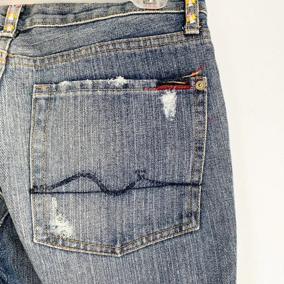 Zac Posen X  7 For All MAnkind Embroidered Low Waist Flared Jeans 31 - Picture 10 of 13